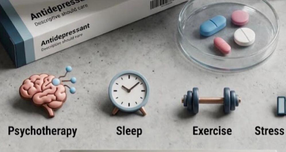 Comprehensive depression and anxiety treatment options including antidepressants, psychotherapy, sleep, and exercise